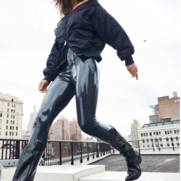 NEW! SPANX BLUE PATENT FAUX LEATHER LEGGINGS - Picture 10 of 10